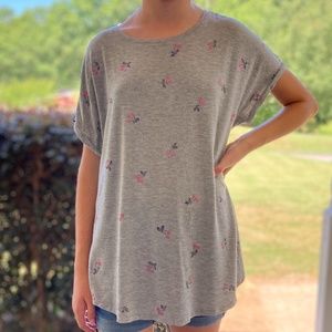 Apt. 9 Pink Gray Cherry Graphic Tee Shirt